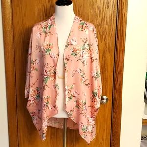 Haptics by Holly Harper Pink Floral Kimono Cover Up Slik Feel 1X